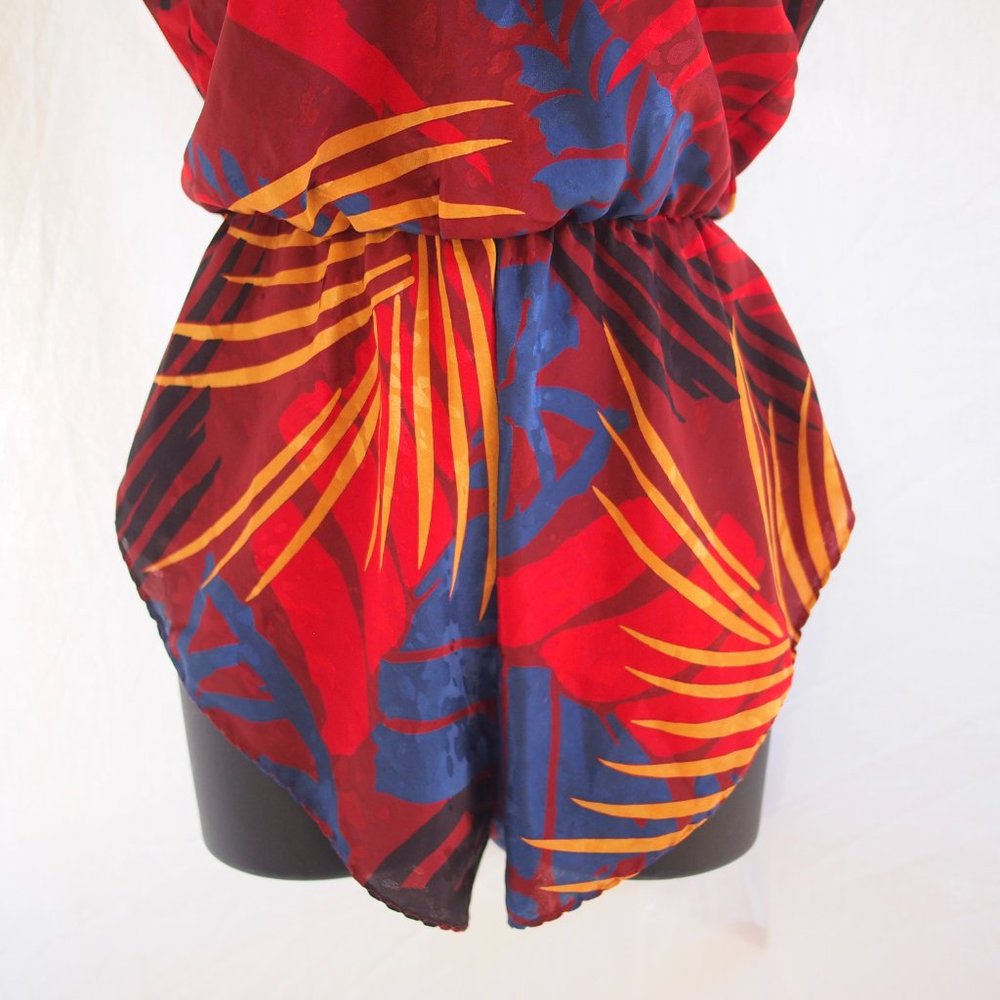 vtg LINDSEY ROSCOE for  FARR WEST Abstract Silky Teddy Bodysuit Romper USA S EUC - Picture 5 of 8